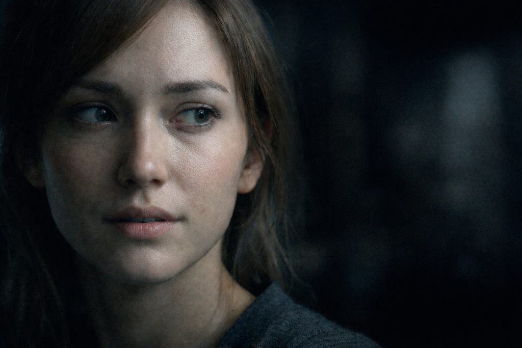 🧠 불쾌한 골짜기란 무엇인가: 인간과 닮은 존재가 불편해지는 이유 1 사람과 거의 구분되지 않는 디지털 휴먼 얼굴이 어두운 배경 속에서 미묘하게 어색한 표정을 짓고 있는 장면